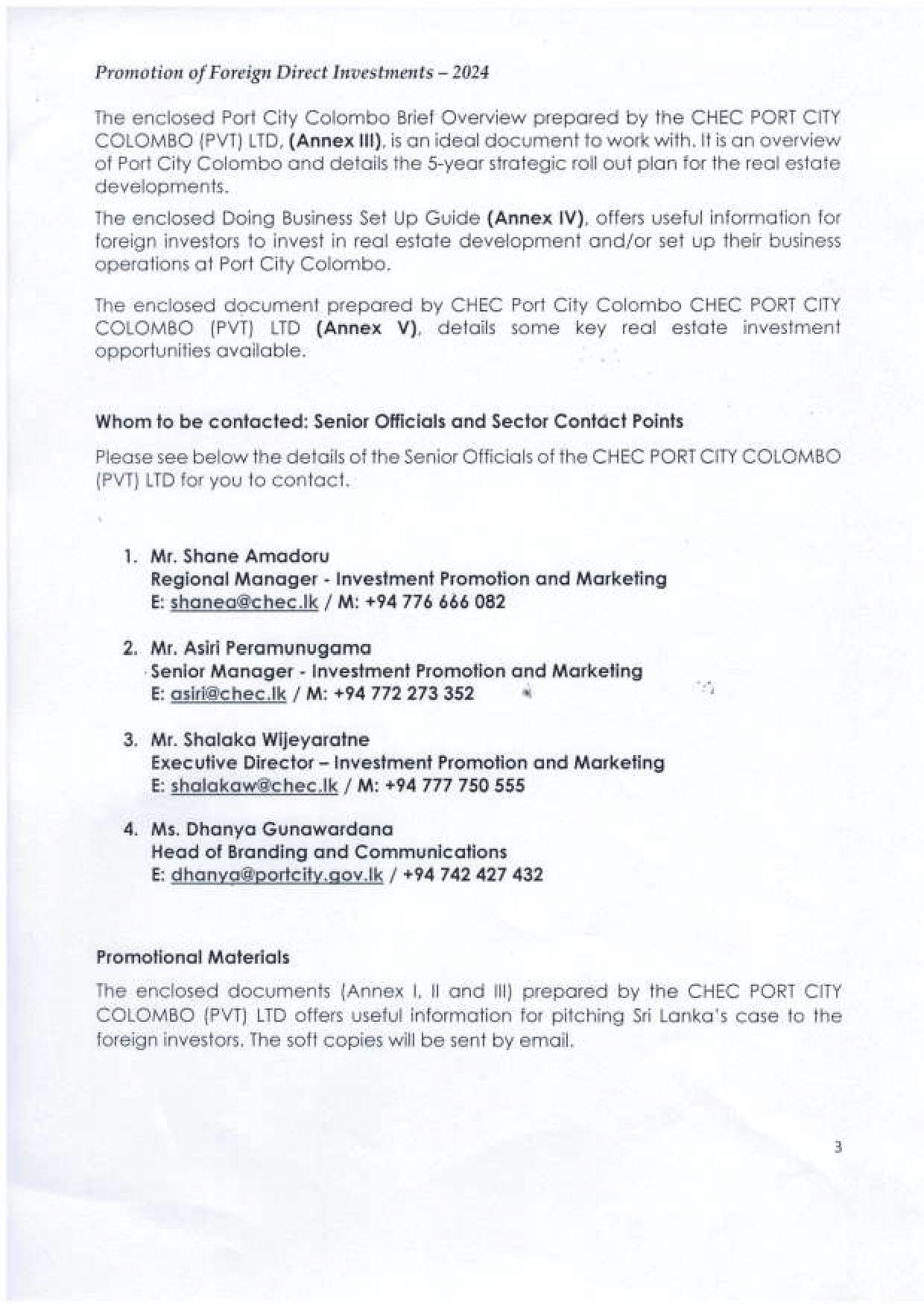 TN 38 - Investment opportunities in Sri Lanka - The Port City Colombo page-0004